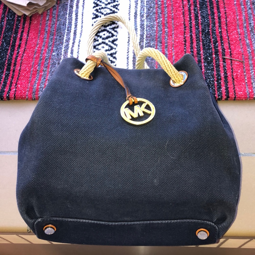 Navy Blue Michael Kors Handbag Roped Handles